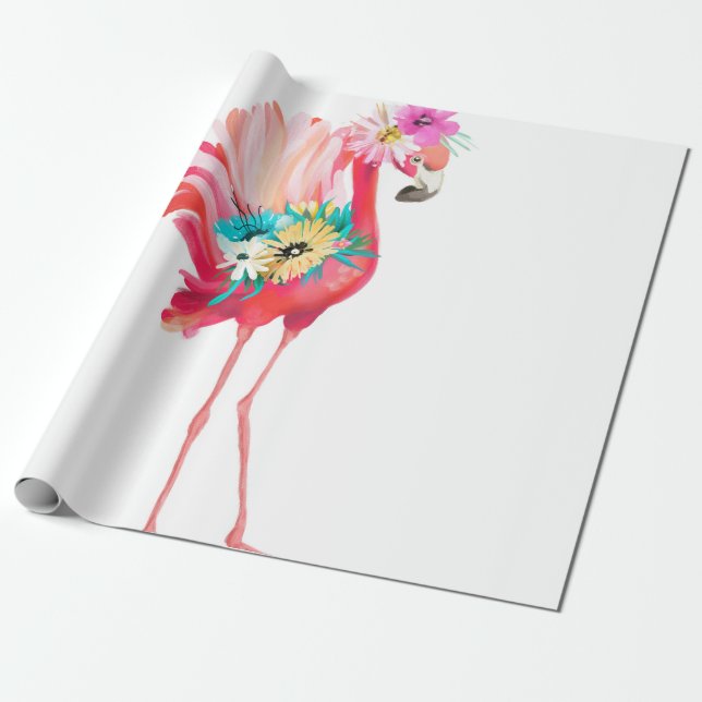 Cute och vacker rosa flamingo mexikanfåglar med presentpapper (Utrullad)