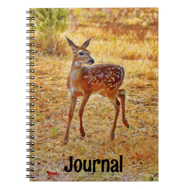 Cute och Vild Baby Hjort Art Fawn Journal Anteckningsbok (Framsidan)