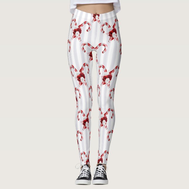 Cute och Whimsical Candy cane Leggings (Framsida)