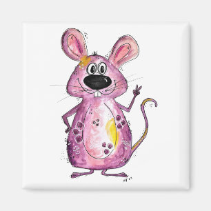 Cute och Whimsical Lila Mouse Magnet