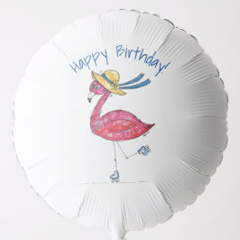 Cute och Whimsical Rosa Flamingo på Skates