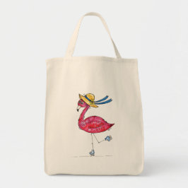 Cute och Whimsical Rosa Flamingo på Skates Tygkasse
