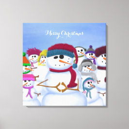 Cute och Whimsics-Snögubbar Canvastryck