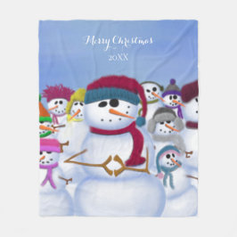 Cute och Whimsics-Snögubbar Fleecefilt