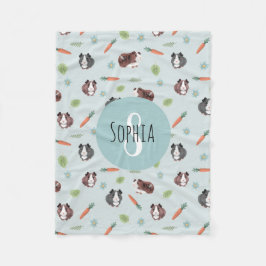 Cute och Whimsique Blue Guinea Mönster Kids Gris Fleecefilt