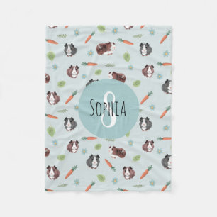 Cute och Whimsique Blue Guinea Mönster Kids Gris Fleecefilt