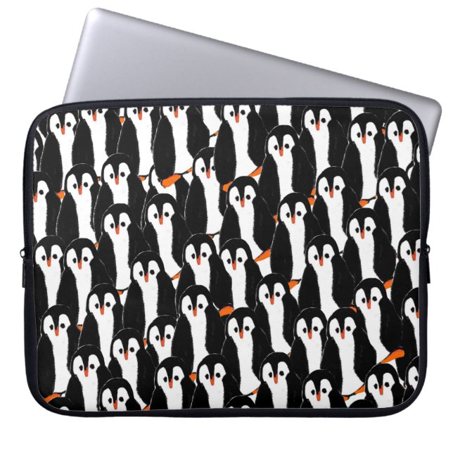 Cute och Whimsiques Piles of Penguins Laptop Fodral (Framsidan)