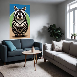 Cute och Wombat Zebra-hybrid   AI Art Poster
