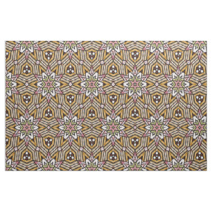 Cute Ochre Gult Brown Rosa Mosaic Mönster Tyg