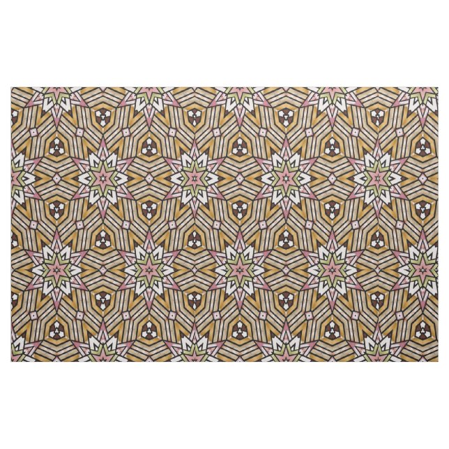 Cute Ochre Gult Brown Rosa Mosaic Mönster Tyg (Fat Quarter)