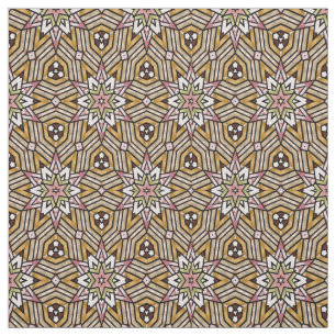 Cute Ochre Gult Brown Rosa Mosaic Mönster Tyg