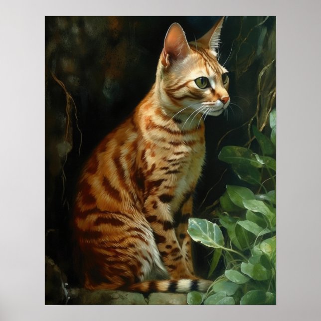 Cute Ocicat Cat Art Print Poster (Framsidan)