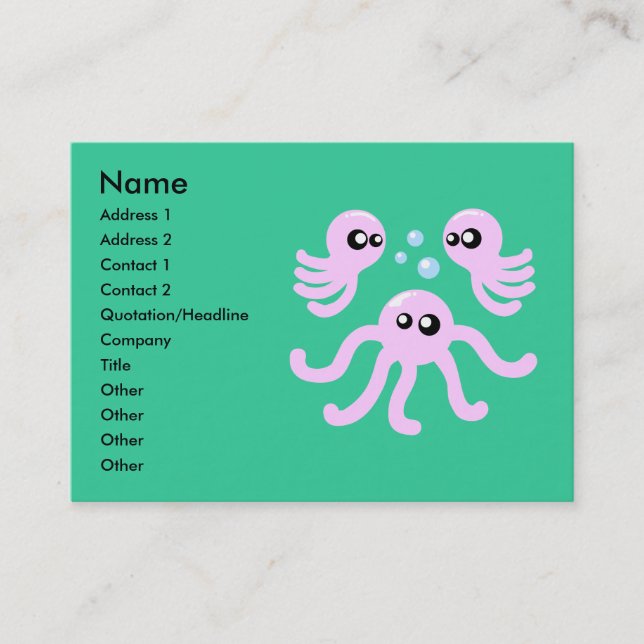 Cute Octopus-Affärskort Visitkort (Framsida)