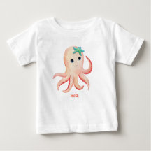 Cute Octopus Anpassad Tshirt med övre Baby-Namn