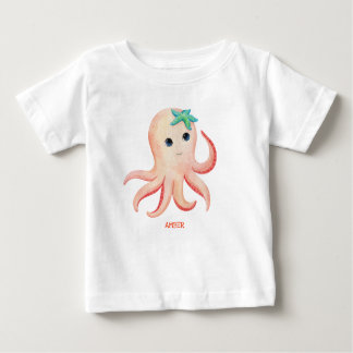 Cute Octopus Anpassad Tshirt med övre Baby-Namn T Shirt
