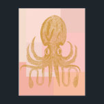 Cute Octopus Art Illustration i Rosa och Guld Vykort<br><div class="desc">Synkronisering av bläckfiskkonst i Rosa och Guld vykort</div>