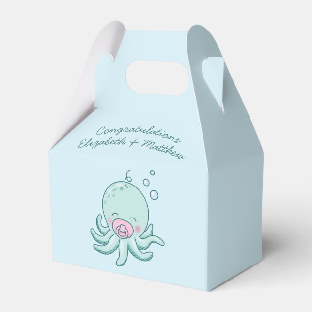 Cute Octopus Baby Shower Kawaii Rosa Girl Girl Presentaskar (Framsidan Sidan)