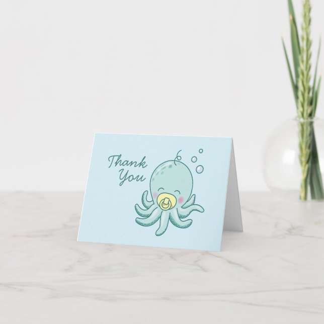 Cute Octopus Baby Shower Kawaii Tack Kort (Framsida)