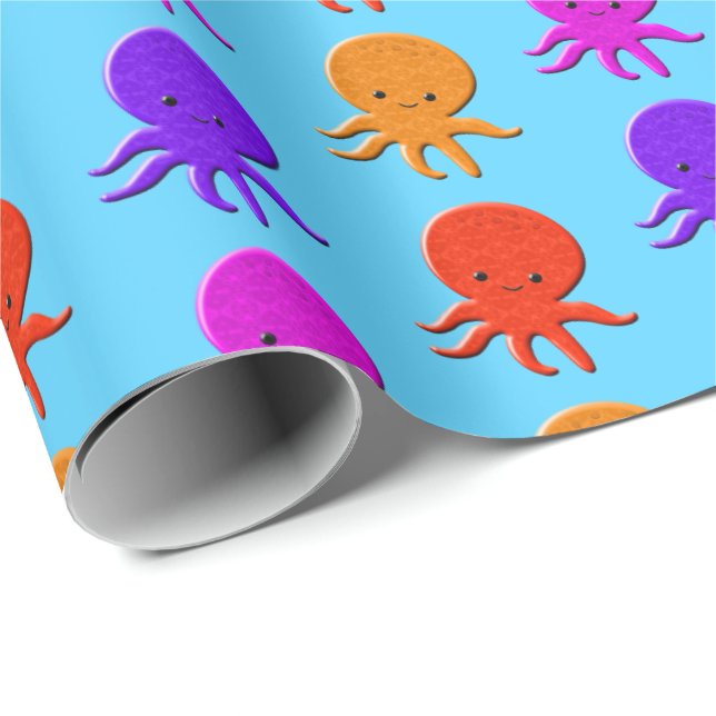 Cute Octopus Drawings Cuistom Presentpapper (Rullad Hörn)