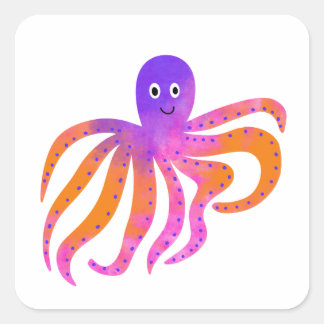Cute Octopus Fyrkantigt Klistermärke