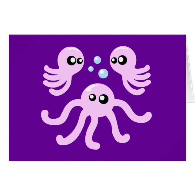 Cute Octopus Hälsningskort (Framsidan Horizontal)