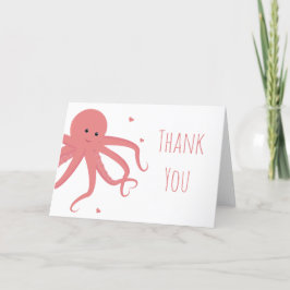 Cute Octopus Hjärtat Rosa Tack Kort