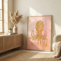 Cute Octopus Illustration i Rosa och Guld
