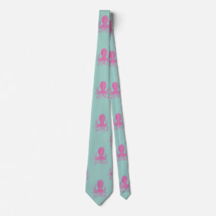Cute Octopus Illustration Mönster Aqua and Fuchsia Slips