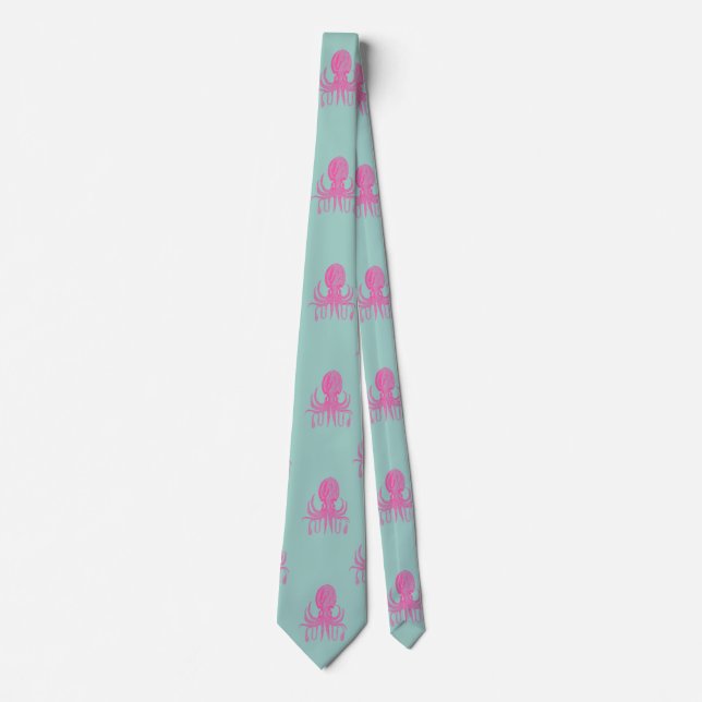 Cute Octopus Illustration Mönster Aqua and Fuchsia Slips (Framsida)