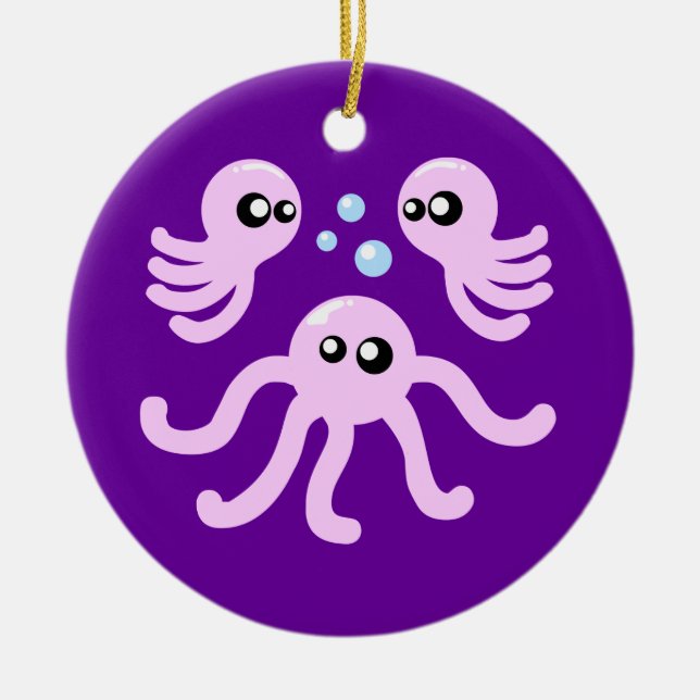 Cute Octopus Julgransprydnad Keramik (Framsidan)
