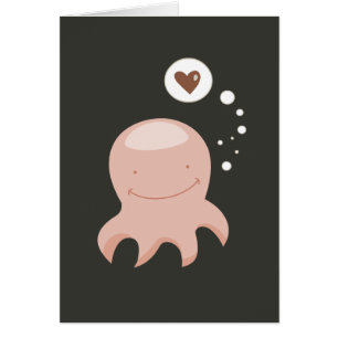 Cute Octopus Kärlek OBS Kort