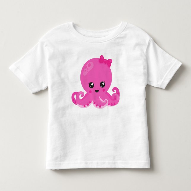 Cute Octopus, Little Octopus, Baby Octopus, Hearts T Shirt (Framsida)