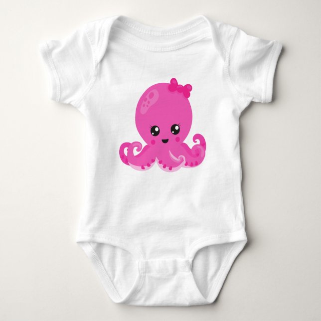 Cute Octopus, Little Octopus, Baby Octopus, Hearts T Shirt (Framsida)