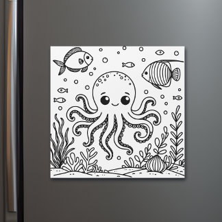 Cute Octopus och fisk | Färgsida för barn