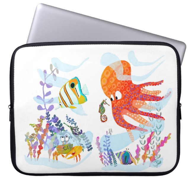 Cute Octopus och hans vänner Laptop sleeve (Framsidan)