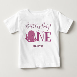 Cute Octopus One Namn första födelsedagen Baby T-S T Shirt