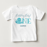 Cute Octopus One Namn första födelsedagen Baby T-S