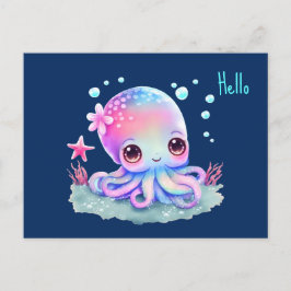 Cute Octopus Sea Creator Hej Vykort