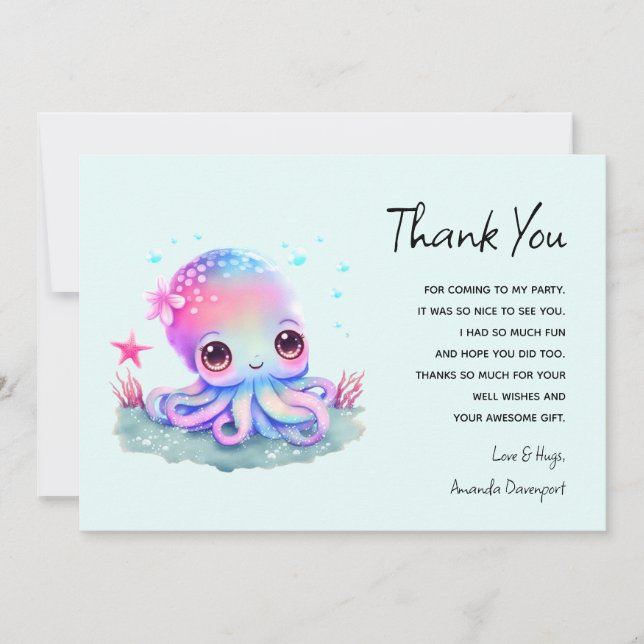 Cute Octopus Sea Creator Tack Kort (Framsida)