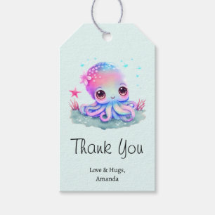 Cute Octopus Sea Creator Tack Presentetikett