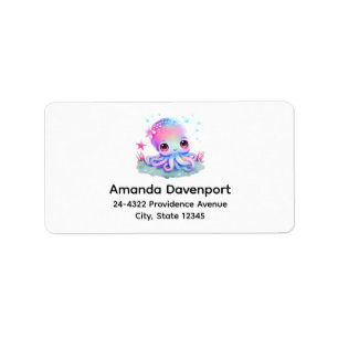 Cute Octopus Sea Creature Adressetikett