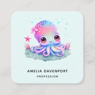 Cute Octopus Sea Creature Fyrkantigt Visitkort