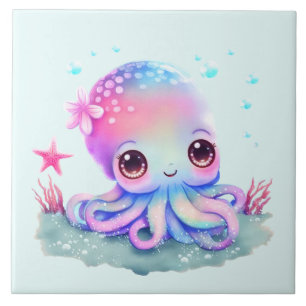 Cute Octopus Sea Creature Kakelplatta