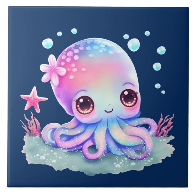 Cute Octopus Sea Creature Kakelplatta (Framsidan)