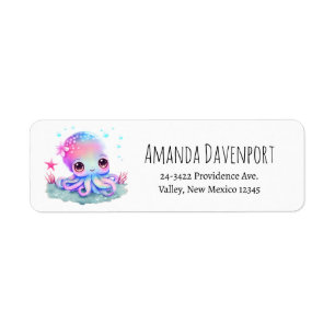 Cute Octopus Sea Creature Returadress Etikett