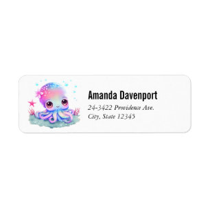 Cute Octopus Sea Creature Returadress Etikett
