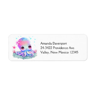 Cute Octopus Sea Creature Returadress Etikett