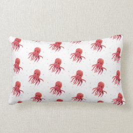 Cute Octopus Seas och Hälsning Santa Hat Lumbarkudde