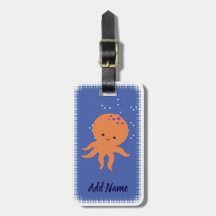 Cute Octopus Tecknad Anpassningsbar Blue Bagagebricka