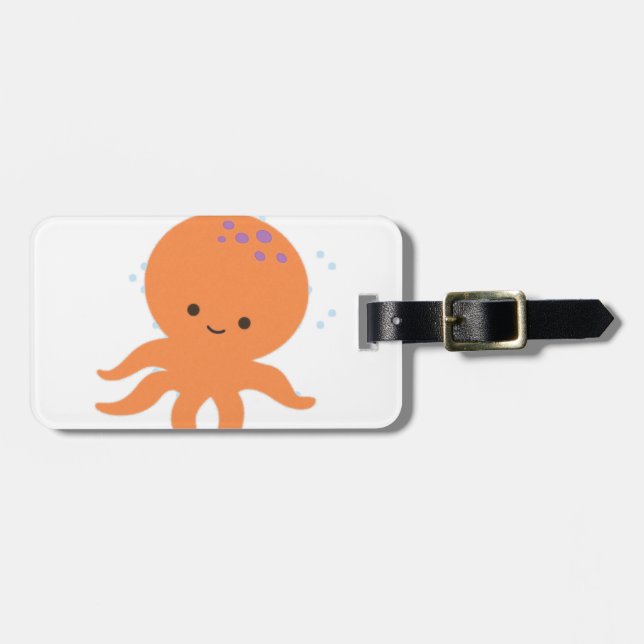 Cute Octopus-Tecknad Bagagebricka (Horisontell Framsida)